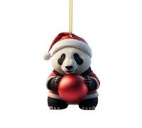 Joli motif de panda de dessin animé imprimé de Noël pendentif arbre de Noël pendentif arbre de Noël décoration de la maison rebord de fenêtre pendentif de voiture pendentif de Noël éléphant blanc