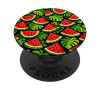 Joli Motif de Plante Monstera Tropical de pastèque PopSockets PopGrip Adhésif