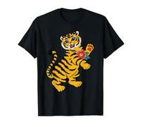 Joli Motif de Tatouage Floral de Petit Tigre T-Shirt