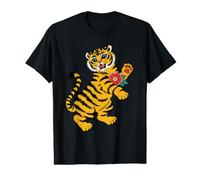 Joli Motif de Tatouage Floral de Petit Tigre T-Shirt Graphique avec Valeur