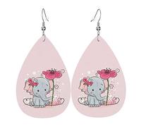 Joli Motif D'Éléphant, De Papillon Et De Fleur Femme Boucles D'Oreilles Faux Cuir Pendantes Dangle