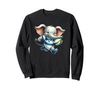 Joli Motif éléphant Joueur de Rugby Dessin animé Sweatshirt