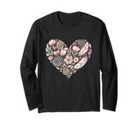 Joli Motif Floral bohème en Forme de cœur pour la Saint-Valentin pour Femmes et Filles Manche Longue