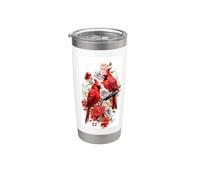 Joli motif floral cardinal rouge pour les amateurs d'oiseaux Gobelet isotherme en acier inoxydable double paroi