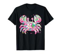 Joli Motif Floral Tropical Crabe côtier Plage été océan Graphique T-Shirt