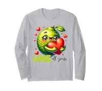 Joli Motif Kawaii Citron Vert câlin cœur Rouge Manche Longue
