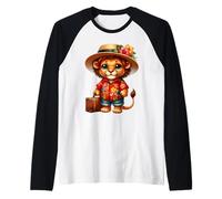 Joli Motif lionceau hawaïen de Voyage Manche Raglan