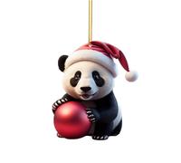 Joli motif panda de dessin animé imprimé de Noël pendentif arbre de Noël pendentif arbre de Noël décoration de la maison rebord de fenêtre pendentif de voiture pendentif de sac à dos pendentif