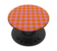 Joli Motif Pied-de-Poule Rose et Orange PopSockets PopGrip Adhésif