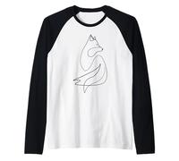 Joli Motif Renard dessiné à la Main One Line Art Drawing Nature Manche Raglan