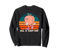 Joli Motif rétro pêche All U Can Eat pour Amateur de Nourriture Sweatshirt