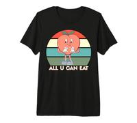 Joli Motif rétro pêche All U Can Eat pour Amateur de Nourriture T-Shirt Haut de Gamme