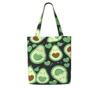 Joli motif sans couture en forme de cœur d'avocat，Sacs d'épicerie réutilisables, sacs fourre-tout de grande capacité, sac à bandoulière en toile