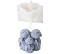 Joli moule en silicone en forme de moine - Moule flexible en silicone de trois figurines de moines pour décoration artisanale, longue durée de combustion