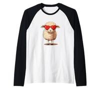Joli mouton agneau avec lunettes de soleil pour lunettes en forme de cœur Manche Raglan