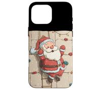 Joli Mur d'escalade avec Costume de Père Noël Coque pour iPhone 16 Pro Max