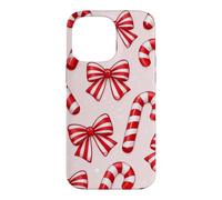 Joli nœud Rouge et Blanc en Forme de Canne à Sucre d'orge, Motif de Noël Coque pour iPhone 14 Pro Max