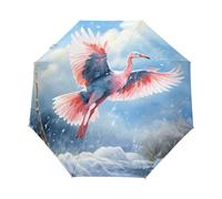 Joli Oiseau Flamant des Neiges Parapluie Pliant Enfant Garçons Filles Automatique Protection UV Parapluies Coupe-Vent pour Voyager