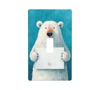 Joli ours blanc aquarelle - Plaque murale décorative à bascule unique pour cuisine, ferme, chambre à coucher, salle de bain