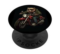 Joli ours de moto pour les amateurs de motards et de motos PopSockets PopGrip Adhésif