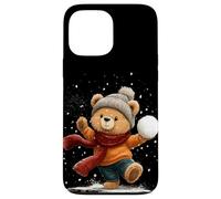 Joli Ours en Peluche avec Chapeau d'hiver et châle pour batailles de Boules de Neige Coque pour iPhone 13 Pro Max