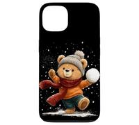 Joli Ours en Peluche avec Chapeau d'hiver et châle pour batailles de Boules de Neige Coque pour iPhone 13