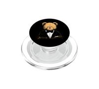 Joli Ours en Peluche Gentleman en Costume Noir PopSockets PopGrip pour MagSafe