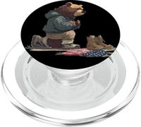 Joli Ours Soldat avec Drapeau Patriotique et Signification PopSockets PopGrip pour MagSafe