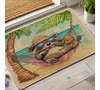 Joli paillasson en forme de raton laveur, hamac tropical pour entrée extérieure et intérieure, décoration d'été, imperméable, antidérapant, absorbant la poussière, facile à nettoyer, 73,7 x 43,2 cm