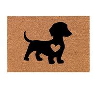 Joli paillasson teckel avec cœur - Cadeau de pendaison de crémaillère - Cadeau de mariage - Décoration de cuisine ou balcon - 40,6 x 61 cm