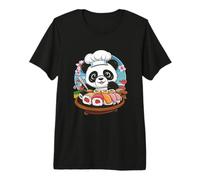 Joli Panda Kawaii avec Une Grande Variation de Sushi T-Shirt Haut de Gamme