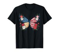 Joli papillon fleur rouge blanc bleu drapeau américain 4 juillet T-Shirt
