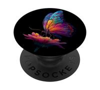Joli Papillon Insecte Arc-en-Ciel Fleurs Rainbow Butterfly PopSockets PopGrip Adhésif