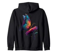 Joli Papillon Insecte Arc-en-Ciel Fleurs Rainbow Butterfly Sweat à Capuche