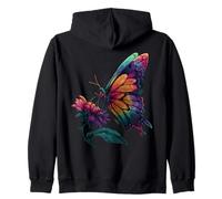 Joli Papillon Insecte Arc-en-Ciel Fleurs Rainbow Butterfly Sweat à Capuche