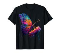 Joli Papillon Insecte Arc-en-Ciel Fleurs Rainbow Butterfly T-Shirt
