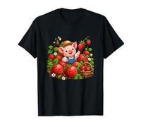 Joli Patch de Fraises et Cochon Fermier cueillette de Baies T-Shirt