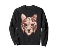 Joli Patchwork Bobcat Floral Animal Collage Folk Art Graphique Sweatshirt