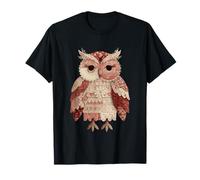Joli Patchwork Vintage Hibou Style Shabby Chic en Dentelle T-Shirt
