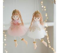 Joli pendentif en forme de poupée d'ange de Noël avec cordon, décoration en tissu de 18 cm pour apporter une touche joyeuse à vos fêtes de fin d'année (rose)