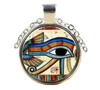 Joli Pendentif Plaqué Argent Oeil d'Horus Loupe avec Chaîne