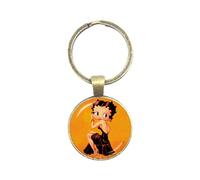 Joli pendentif romantique Betty Boop en verre rond de 25 mm fait à la main pour femmes et filles
