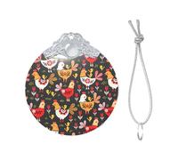 Joli pendentif rond en verre avec boucle en métal imprimé coq poulets, décoration de sapin de Noël 2025