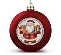 Joli Père Noël avec cadeaux en verre teinté incassable à suspendre pour sapin de Noël, fête de mariage
