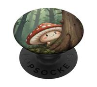Joli Personnage de Champignon regardant de l'arbre PopSockets PopGrip Adhésif