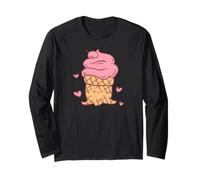 Joli Personnage de cône de Glace avec cœurs Roses Kawaii Manche Longue