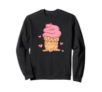 Joli Personnage de cône de Glace avec cœurs Roses Kawaii Sweatshirt