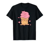Joli Personnage de cône de Glace avec cœurs Roses Kawaii T-Shirt