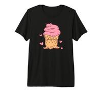 Joli Personnage de cône de Glace avec cœurs Roses Kawaii T-Shirt Haut de Gamme