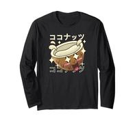 Joli Personnage de Noix de Coco Texte Japonais Kawaii Manche Longue